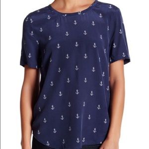 Equipment Riley Silk Anchor Print Tee